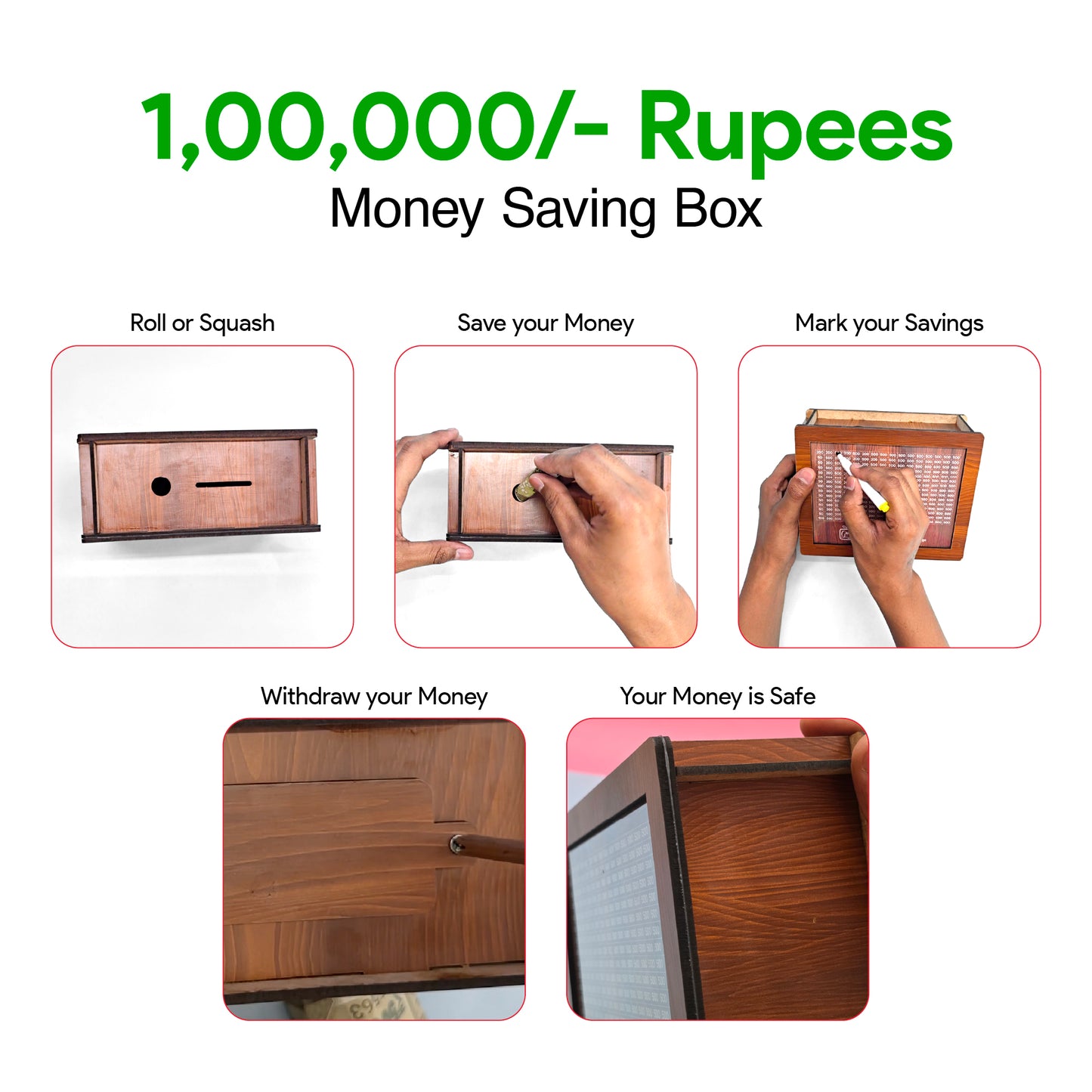 1,00,000 Rupees Money Saving Challenge Box- Reusable