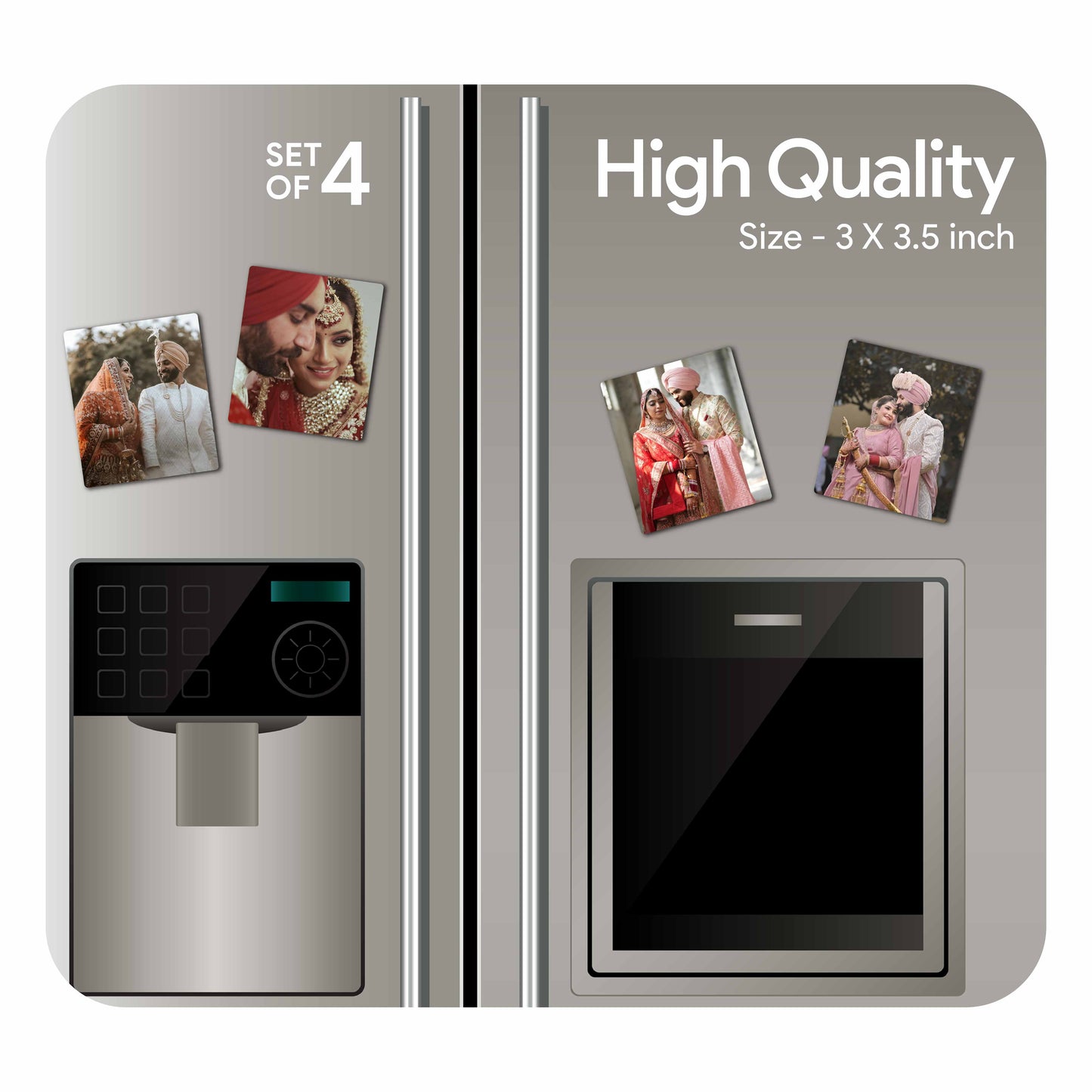 Personalised Wooden Photo Fridge Magnet Set of 4 : 3 X 3.5 inch