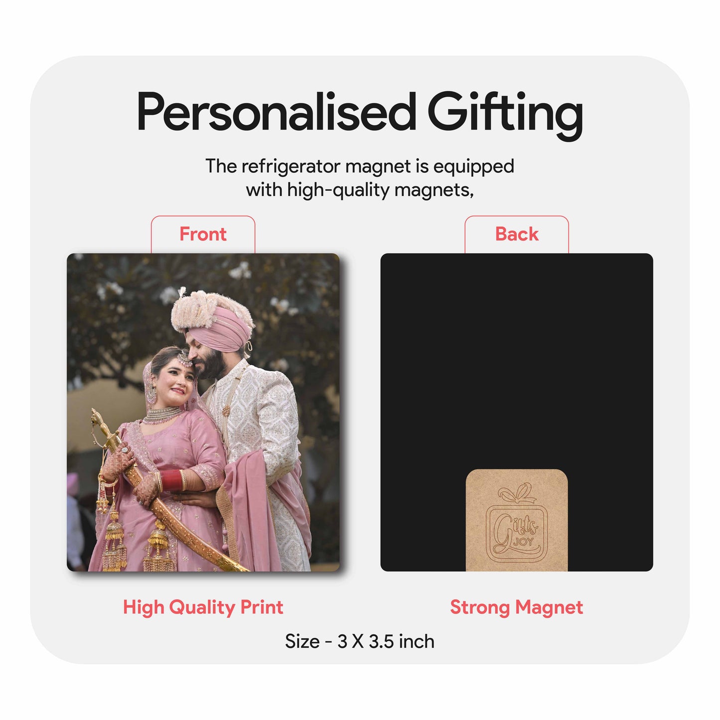 Personalised Wooden Photo Fridge Magnet Set of 4 : 3 X 3.5 inch