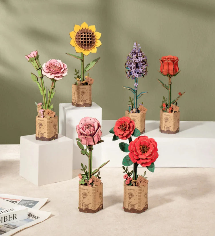 3D DIY Wooden Flower Puzzle