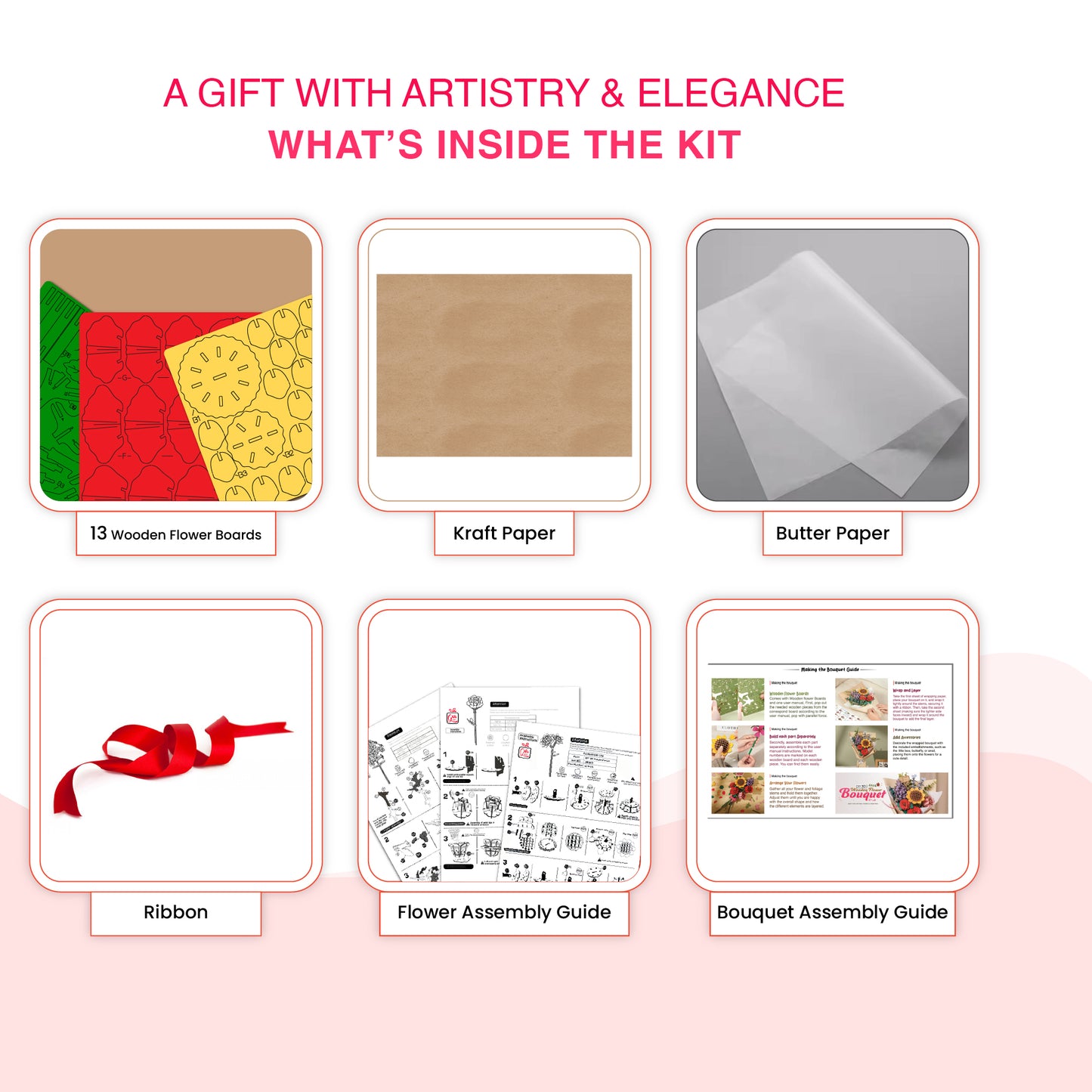 DIY Wooden Flower Bouquet | 3D Wooden Puzzle Craft Kit for Home Décor & Gifting | Gifts Joy