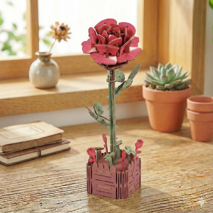 Rose 3D Wooden Flower Pot DIY Craft Kit