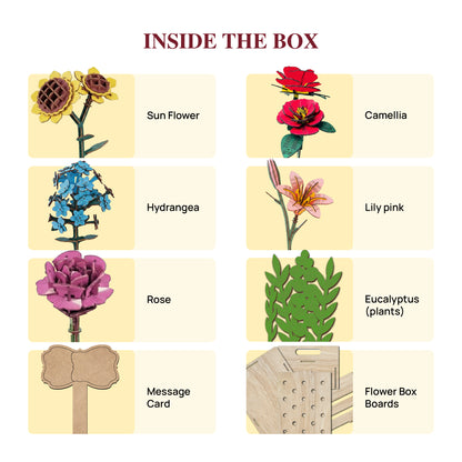 Wooden Bloom Box – Everlasting Wooden Flower Arrangement for Table Décor