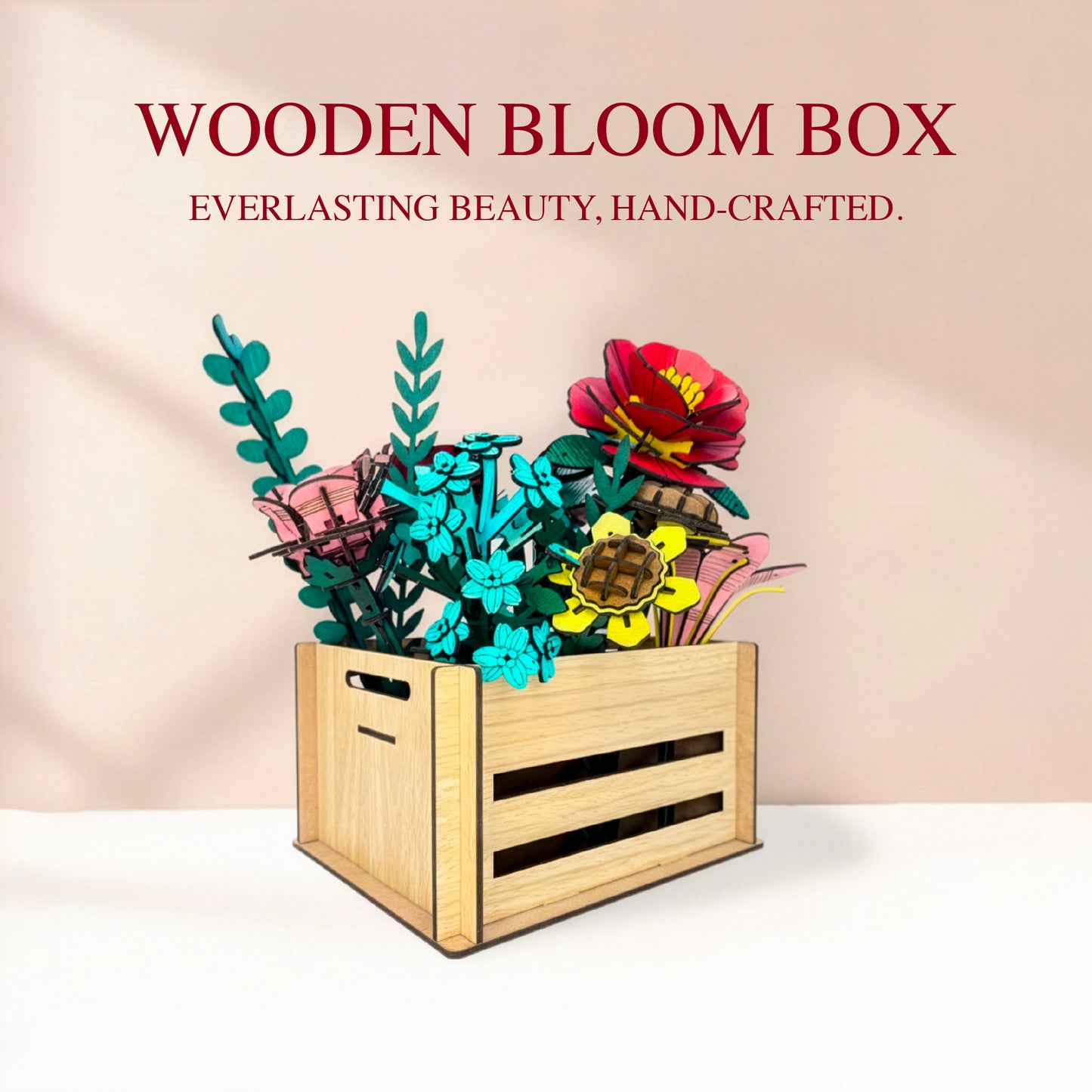 Wooden Bloom Box – Everlasting Wooden Flower Arrangement for Table Décor