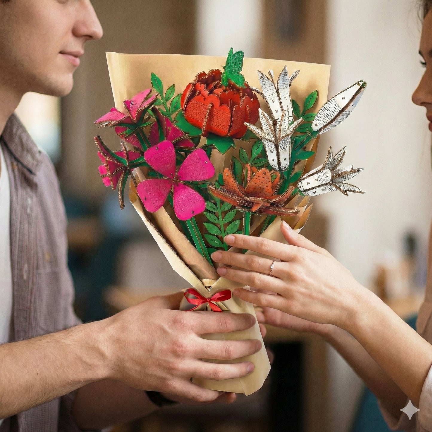 DIY Wooden Flower Bouquet | 3D Wooden Puzzle Craft Kit for Home Décor & Gifting