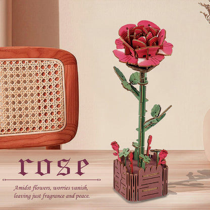 Rose 3D Wooden Flower Pot DIY Craft Kit