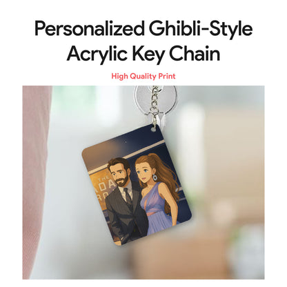 Personalized Couple Acrylic Ghibli Anime Art Style Keychain