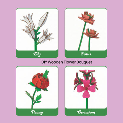 DIY Wooden Flower Bouquet | 3D Wooden Puzzle Craft Kit for Home Décor & Gifting