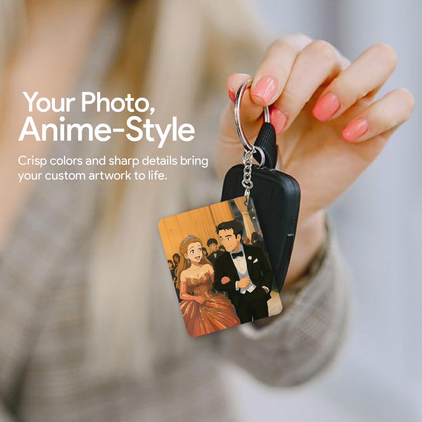 Personalised Couple Acrylic Ghibli Anime Art Style Keychain – Set of 4