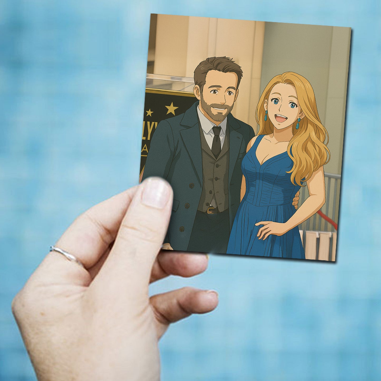 Personalised Couple Wooden Ghibli Anime Art Style Fridge Magnet Set of 4