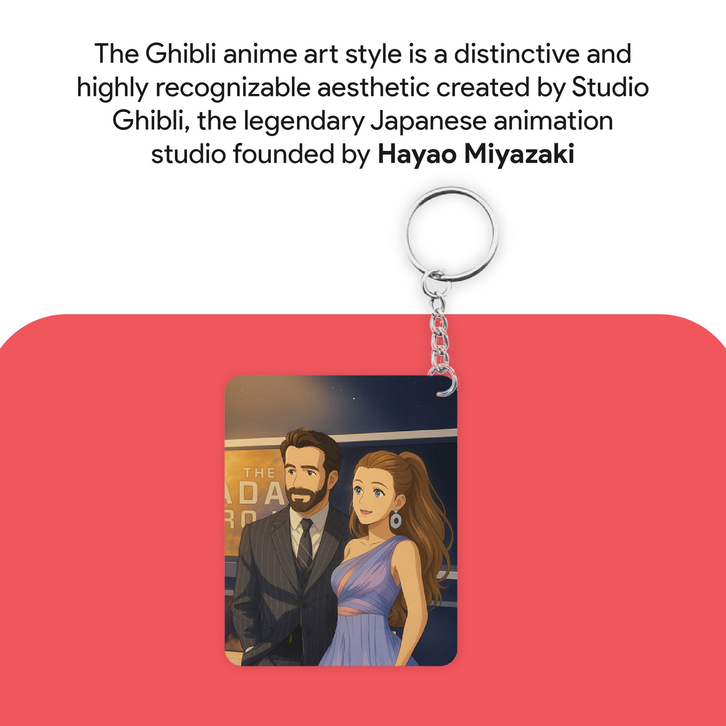 Personalized Couple Acrylic Ghibli Anime Art Style Keychain
