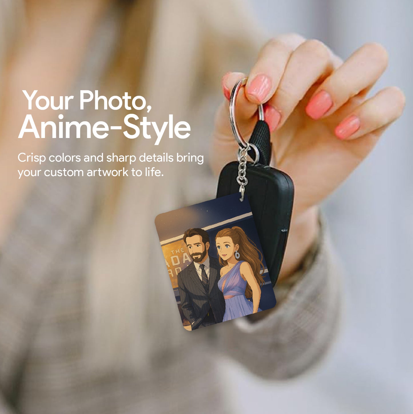 Personalized Couple Acrylic Ghibli Anime Art Style Keychain