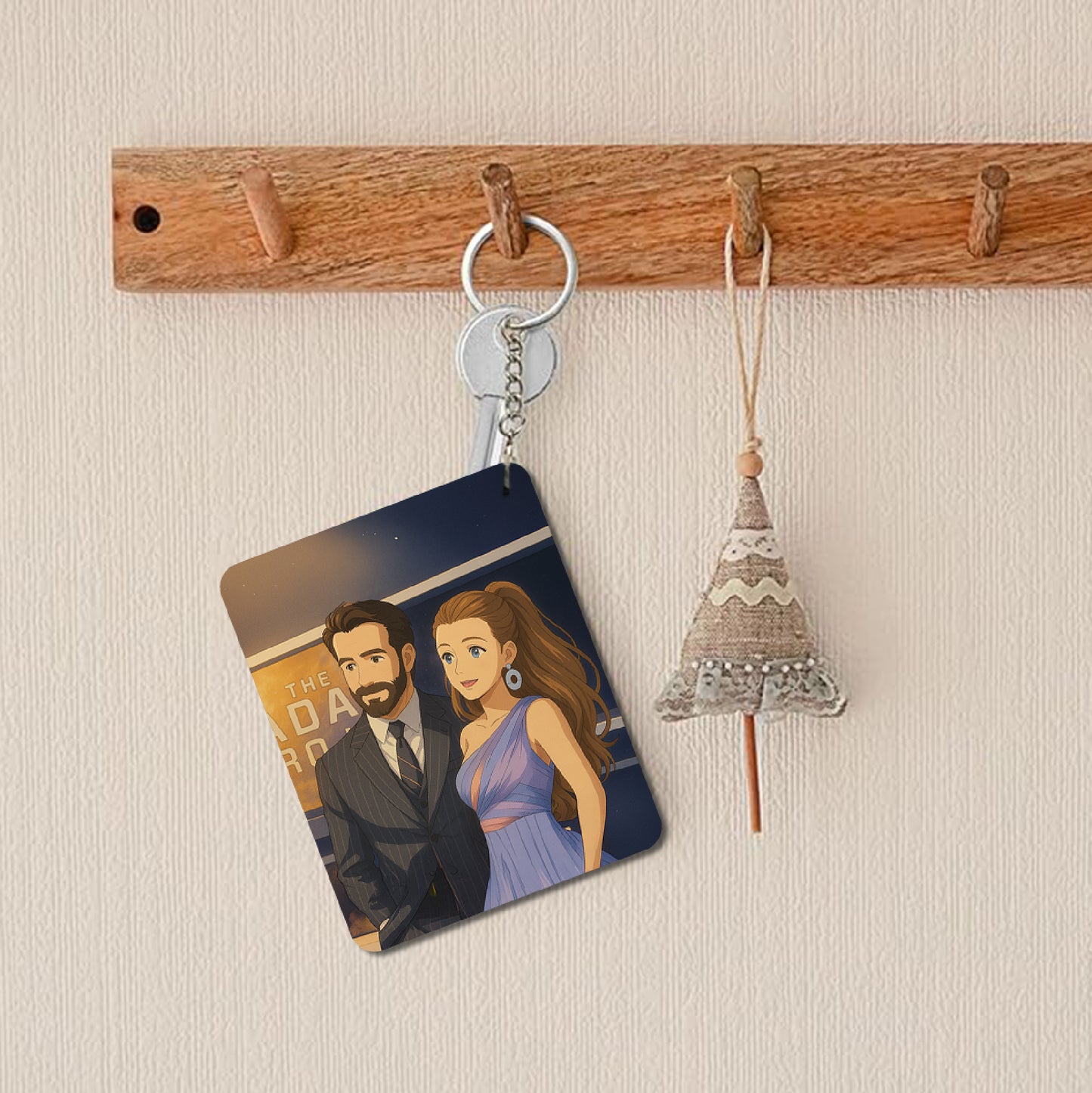 Personalized Couple Acrylic Ghibli Anime Art Style Keychain