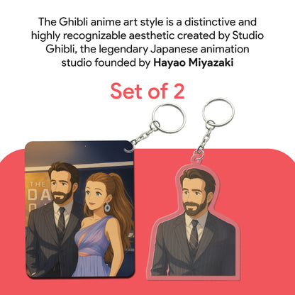 Personalized Couple Acrylic Ghibli Anime Art Style Keychain – Set of 2