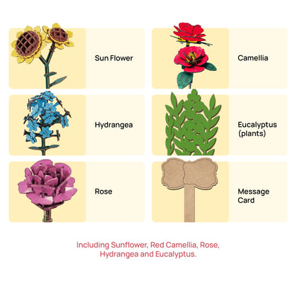 DIY Wooden Flower Bouquet | 3D Wooden Puzzle Craft Kit for Home Décor & Gifting | Gifts Joy