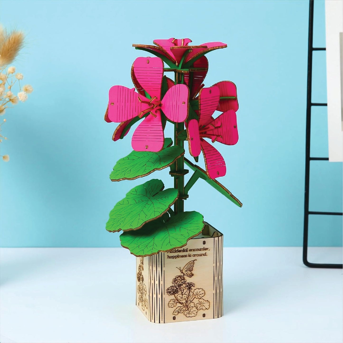 DIY Wooden Flower 3D Wooden Puzzle : Geranium