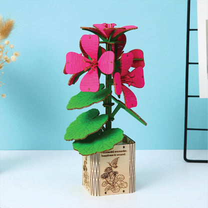 DIY Wooden Flower 3D Wooden Puzzle : Geranium