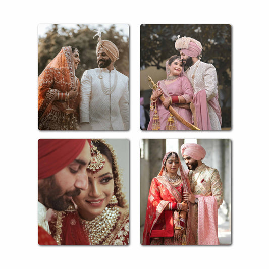 Personalised Wooden Photo Fridge Magnet Set of 4  : 3 X 3.5 inch