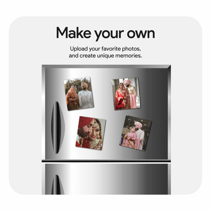 Personalised Wooden Photo Fridge Magnet Set of 4  : 3 X 3.5 inch