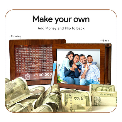 Personalised Wooden 1,00,000 Money Saving Box with Photo and Name