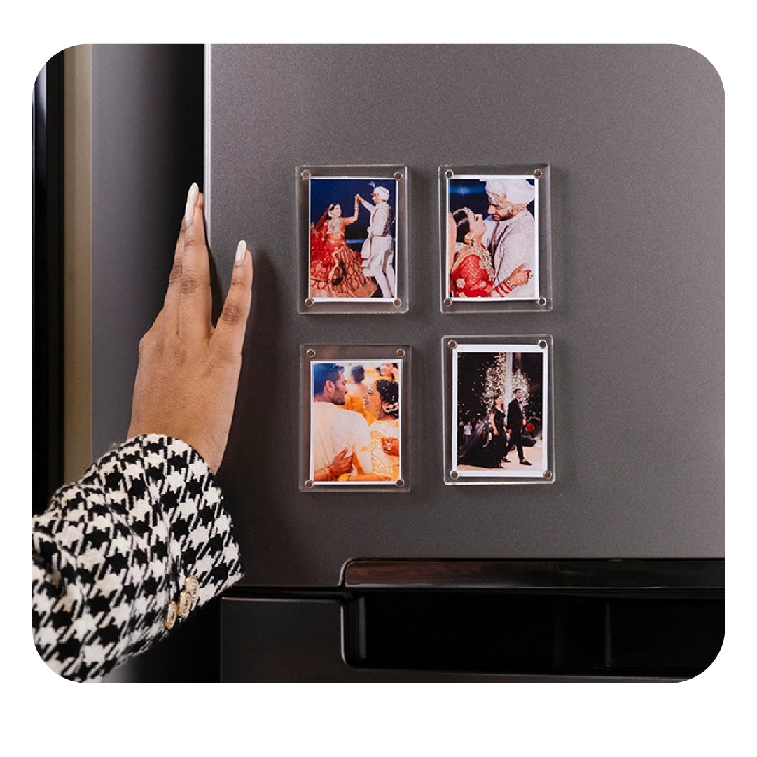 Personalised Acrylic Photo Frame Fridge Magnet Set of 4