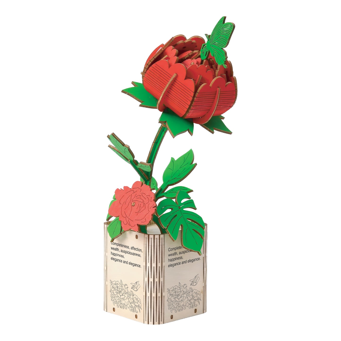 DIY Wooden Flower 3D Wooden Puzzle : Peony