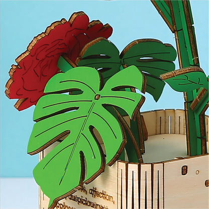 DIY Wooden Flower 3D Wooden Puzzle : Geranium & Peony (Pack of 2)