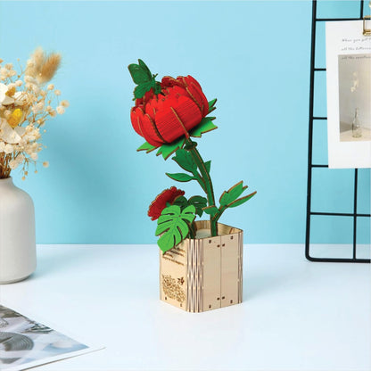DIY Wooden Flower 3D Wooden Puzzle : Geranium & Peony (Pack of 2)