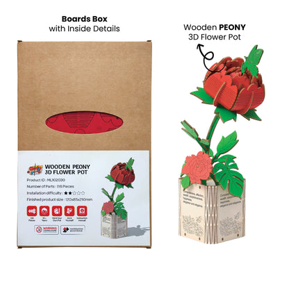 DIY Wooden Flower 3D Wooden Puzzle : Geranium & Peony (Pack of 2)